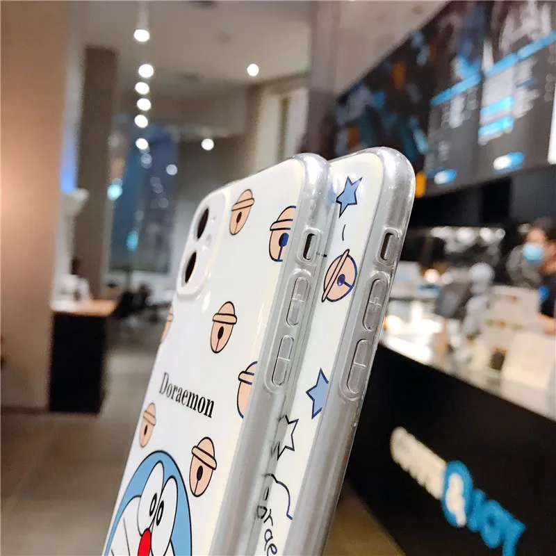 

Cute cartoon Doraemon phone case for iPhone 11Pro XS Max X XR 8 7 plus Blu-Ray Glossy soft TPU silicon Back Cover Capa Coque