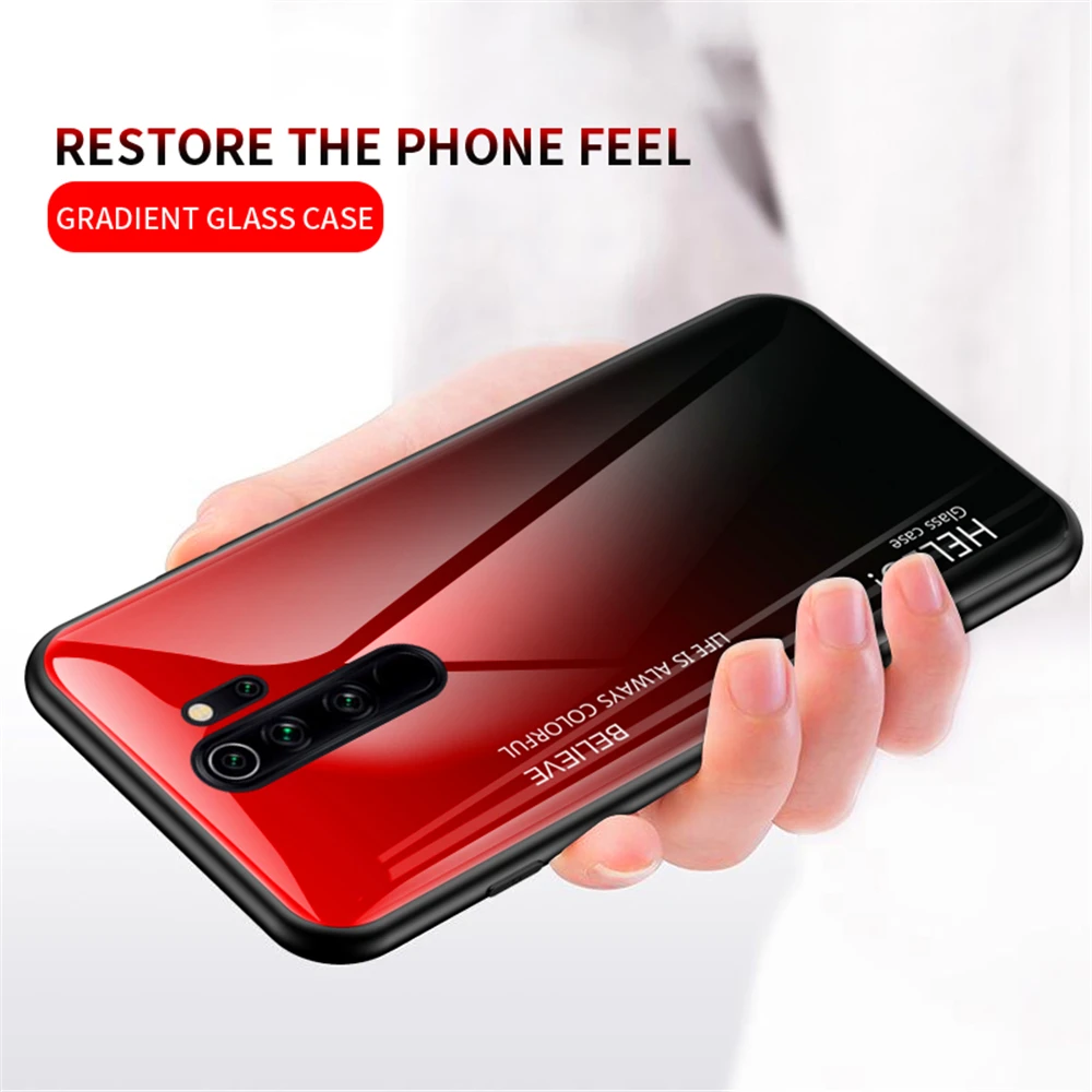Gradient Color Glass Case For Xiaomi Redmi Note 8 Pro 7 Mi 9 Play 7A K20 Pocophone F1 Back Cover |