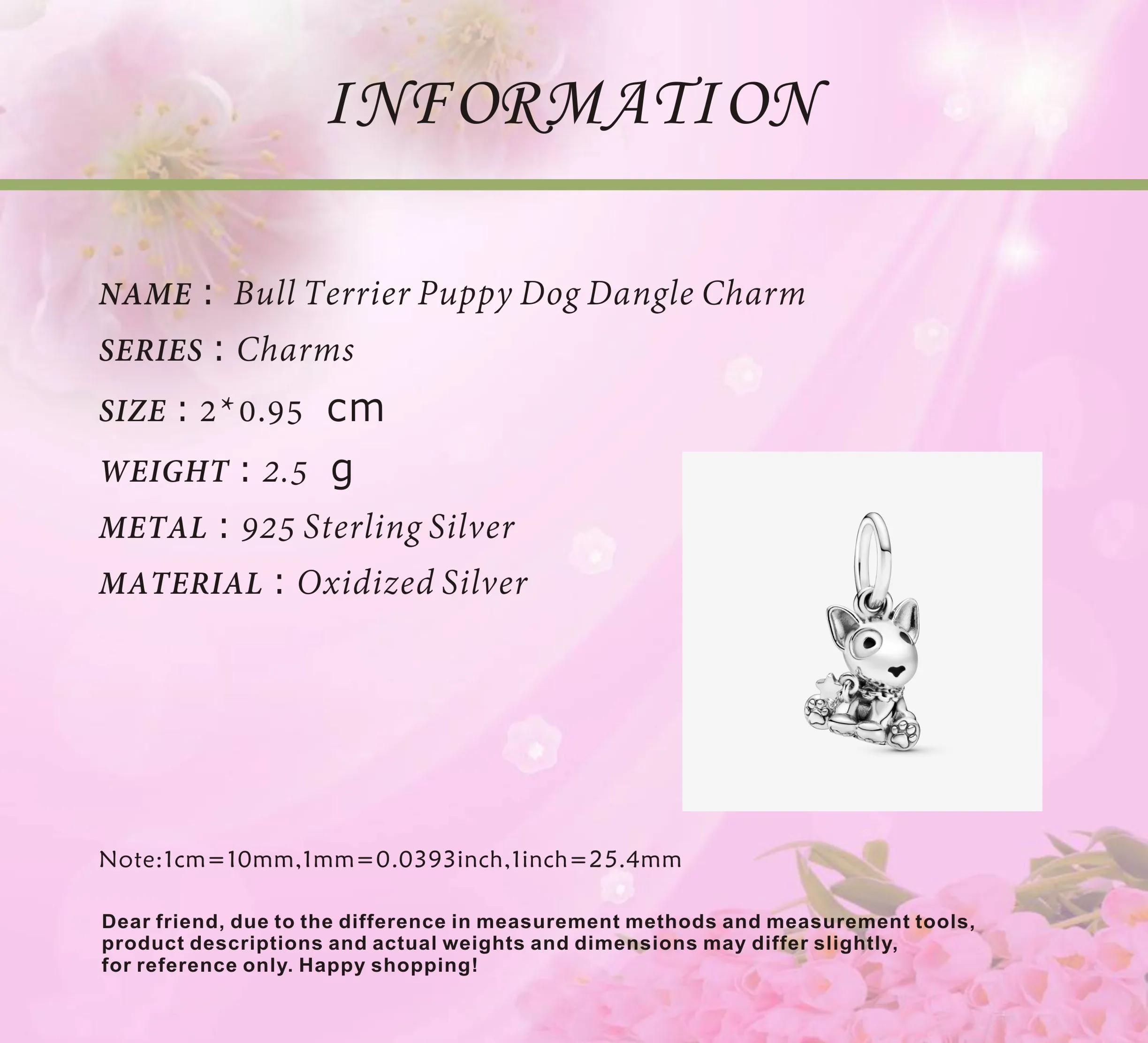 

SALE! 925 Sterling Silver Beads Fit Original Pandora Bracelets Bull Terrier Puppy Dog Dangle Charm Women DIY Fashion Jewelry