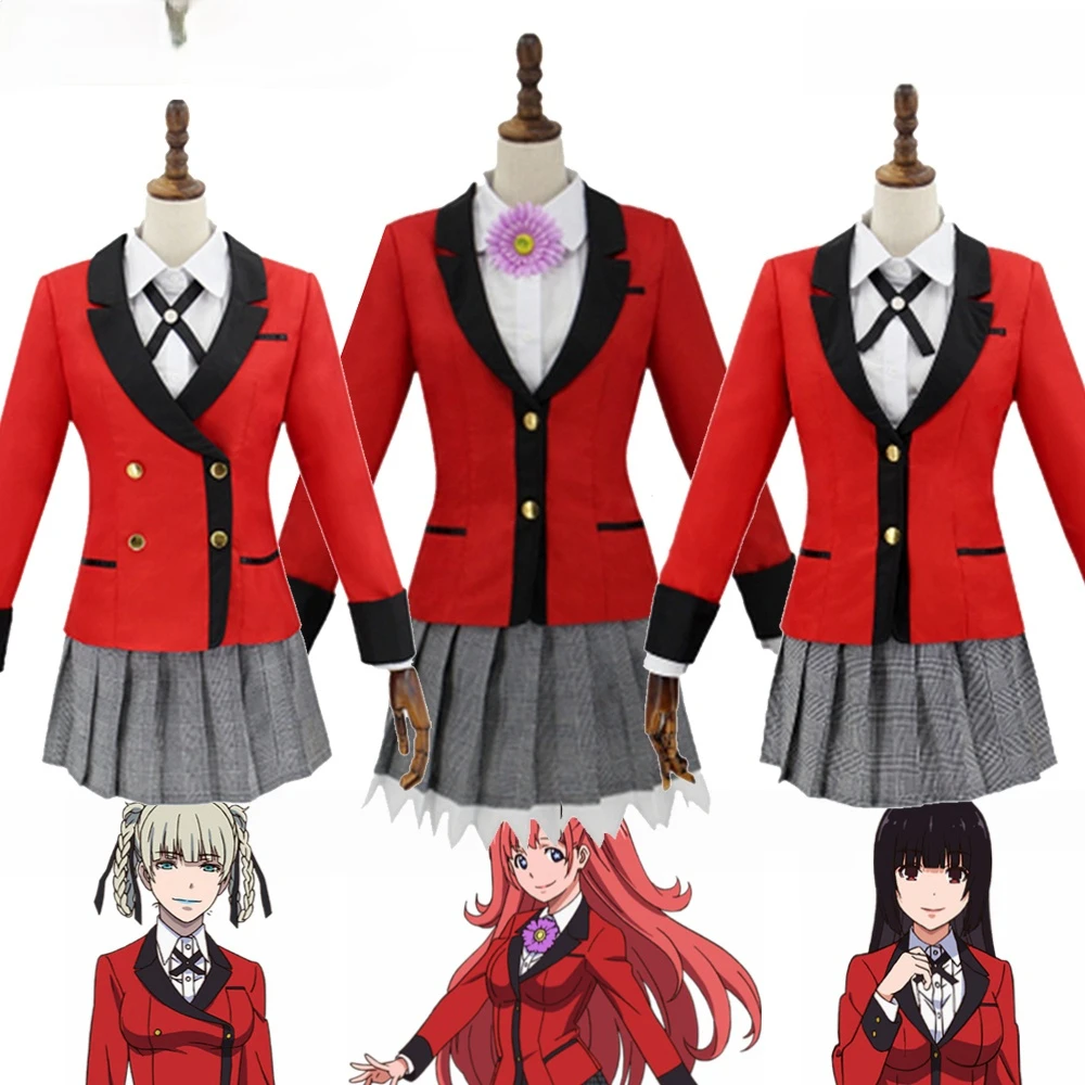 

Kakegurui Girls Cosplay Costume Kirari Momobami Jabami Yumeko Yumemite Yumemi Halloween Costume Full Set JP Anime School Uniform