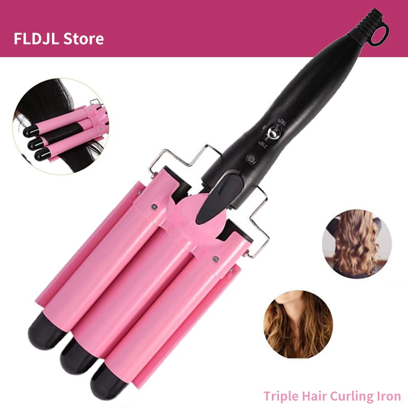 

Professional Hair Curling Iron Anti-scald Ceramic Triple Barrel Hair Curler Irons Hair Waver Styling Splint Hair Styler Wand GH2
