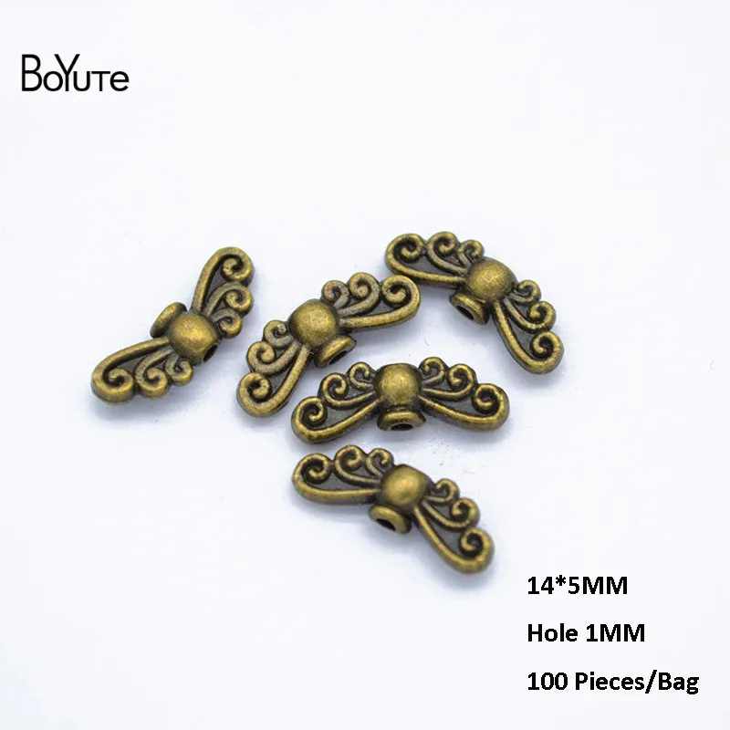 Beads 5-Anti-Bronze BoYuTe(100 шт./лот) 31*8 мм с 1 мм отверстием металлический сплав Ангела крыло бусины Diy ручной работы ювелирные аксессуары оптом - Цвет: Beads 5-Anti-Bronze