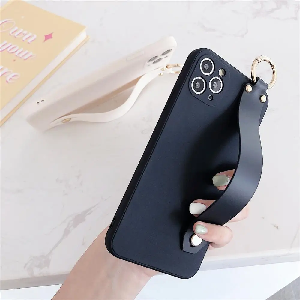 

Wrist Strap Square Silicone Case For iPhone 12 11 Pro X XS Max Mini XR 7 8 Plus SE 2020 Shockproof Camera Protection Back Cover