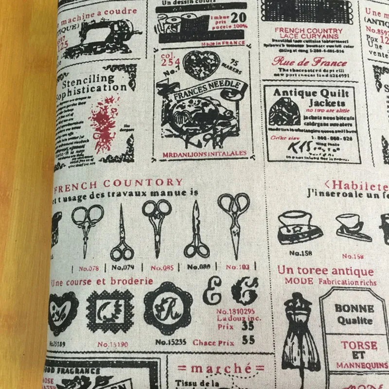 Ткань из хлопка и льна с принтом в стиле ретро ткань пэчворк текстильный материал