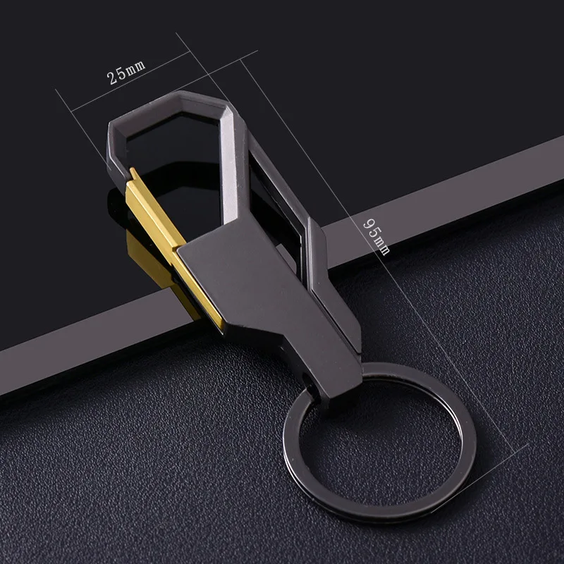 

New fashion jewelry metal keychain men's car simple leather and metal alloy buckle men's waist car keychain key ring