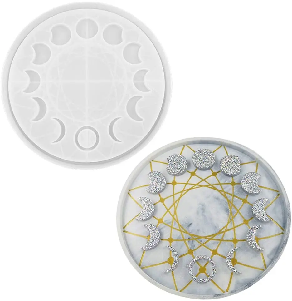 Форма из смолы с большим круглым подносом в форме Луны силиконовые формы