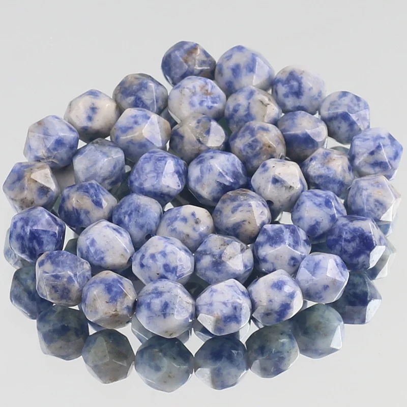 

Natural Faceted Blue Dot Split Agates Stone Loose Spacer Beads for Jewelry Making DIY Bracelet Necklace 15" 6/8/10mm Wholesale