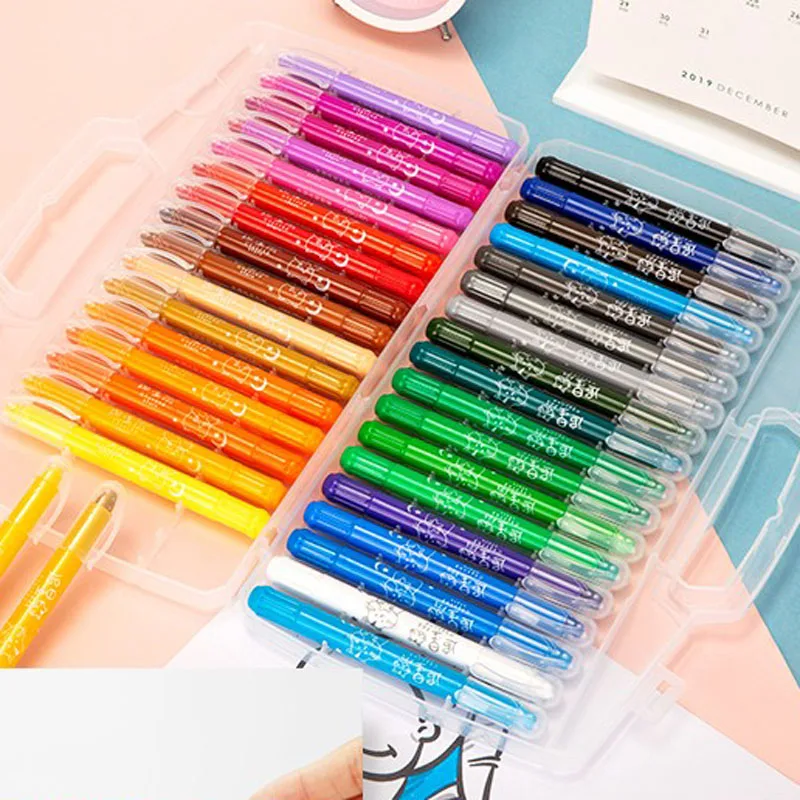 child rotating washable drawing crayon set baby bathroom easy erase oil pastel silky crayons pastel pencil for kid 122436color free global shipping