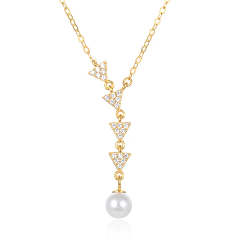 

Bague Ringen Trendy Solid Silver 925 Jewelry Charms Pearl Necklace for Women Long Pendant S925 Clavicle Chain Birthday Gift