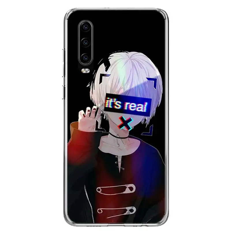 Sad Anime Aesthetic Senpai Cover Phone Case For Huawei P30 Lite P20 P40 P50 Mate 40 30 20 10 Pro Luxury Clear Print Shell Coque