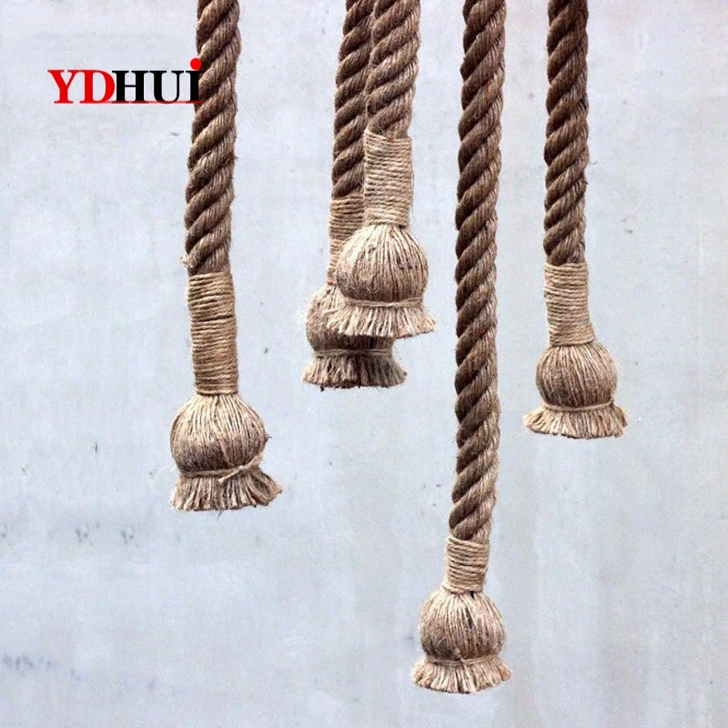 Подвесной светильник на пеньковом канате s Винтаж Ретро промышленный подвесной