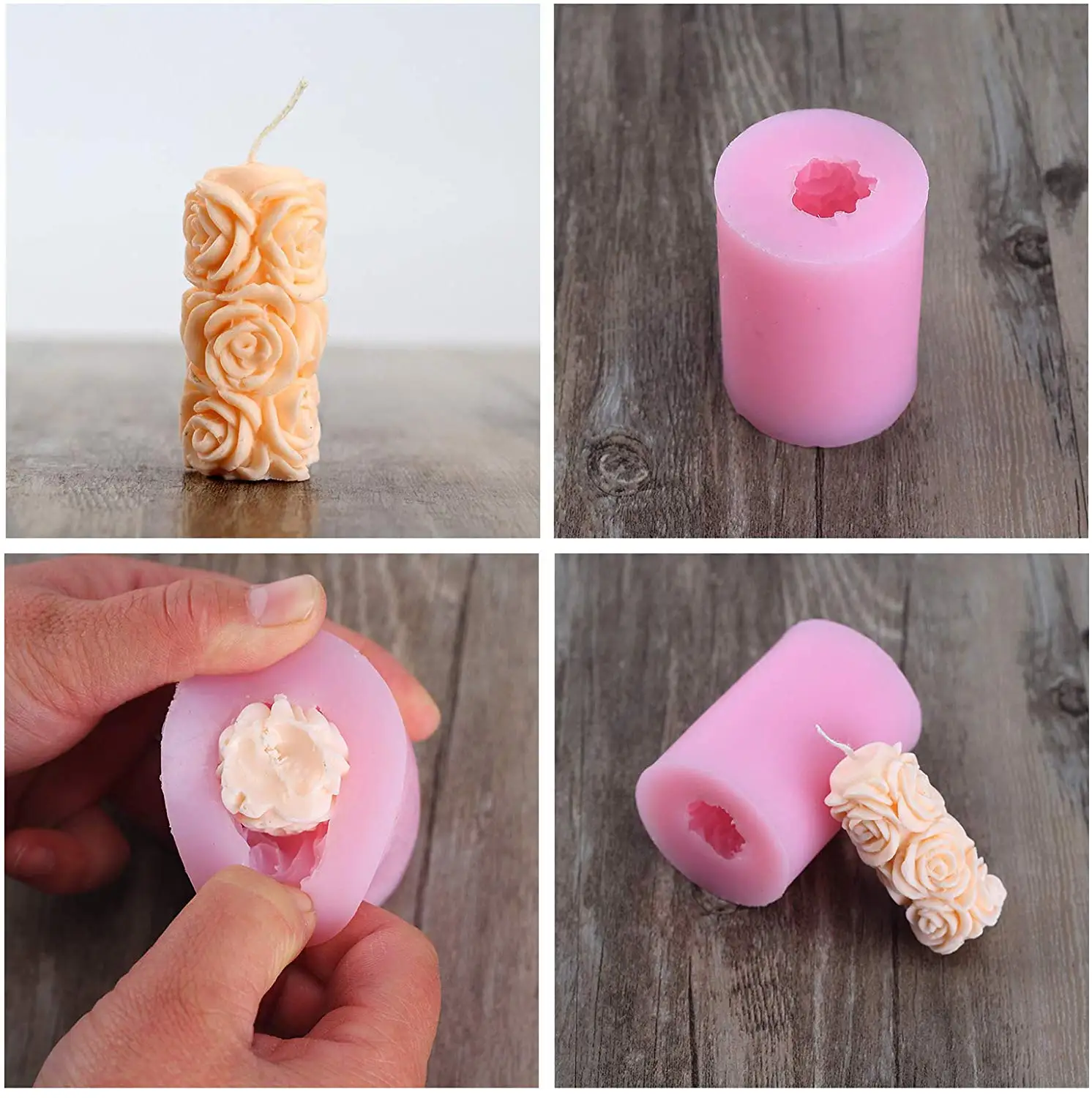 3D формы для розовых свечей цилиндрической и сферической силиконовые в виде
