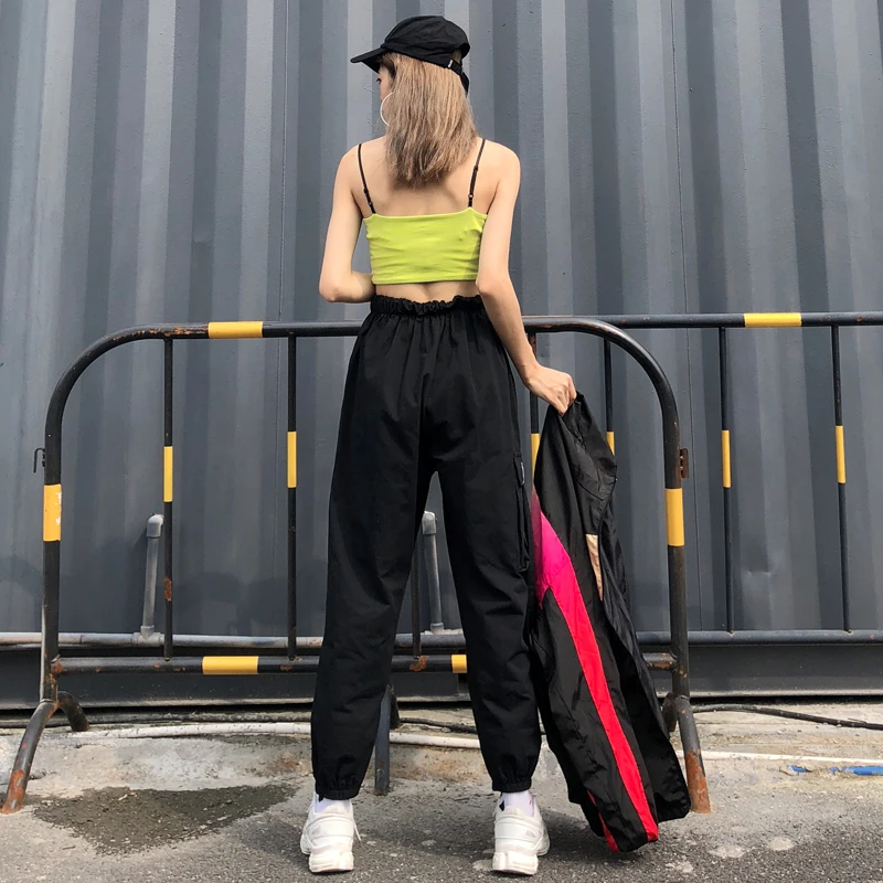 

GOOHOJIO 2020 Autumn Fashion Casual Pants Vintage Hip Hop Harajuku Cargo Pants Women High Waist Ankle Length Trousers for Women