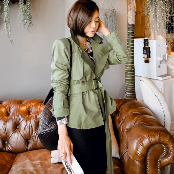 Подиумный дизайнерский Женский Короткий плащ с отложным воротником 2020 Весна OL