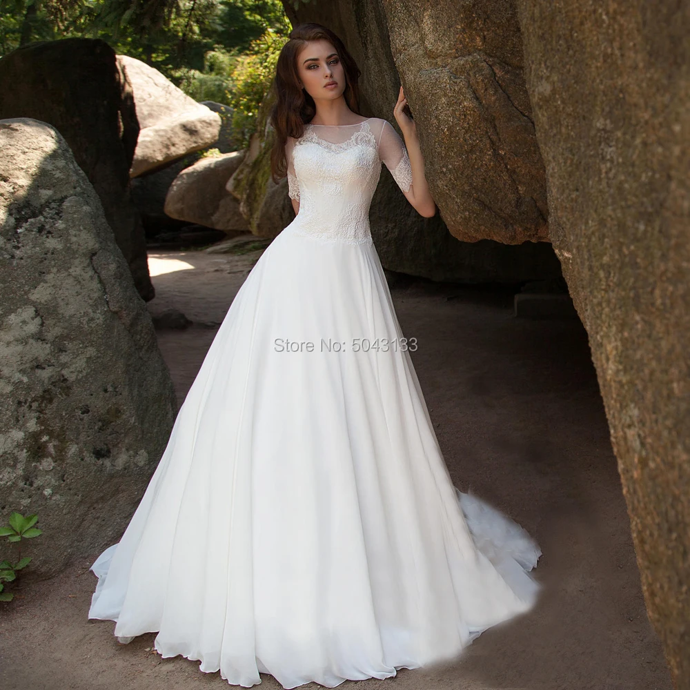 Простые трапециевидные Свадебные платья 2020 прозрачное кружевное платье с