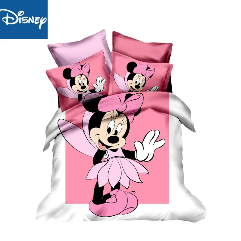 

Комплект постельного белья с Минни Маус для девочек, покрывало для кровати, полный размер, пододеяльник, двуспальная кровать, 3 предмета, дом...