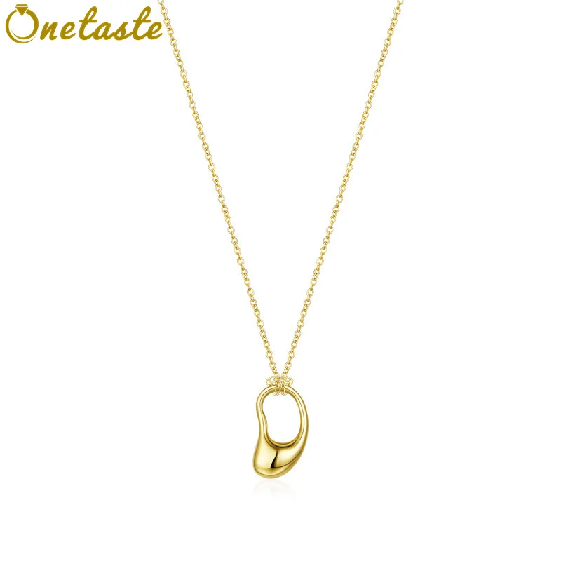 

925 Sterling Silver Gold Plated Acacia Bean Pendant Necklace For Women Simple Hollow Lucky Bean Clavicle Chain Necklace Female