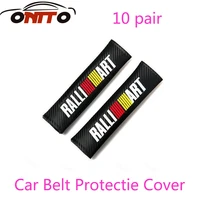 10 pair car styling seat belt cover pad fit for ralliart logo carbon fiber seat belt shoulder pads for lancer 10 9 ex eclipse