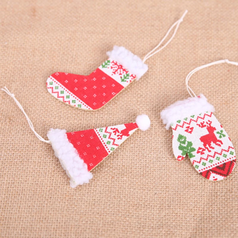 Рождественская Красная деревянная шляпа перчатки обувное украшение украшения