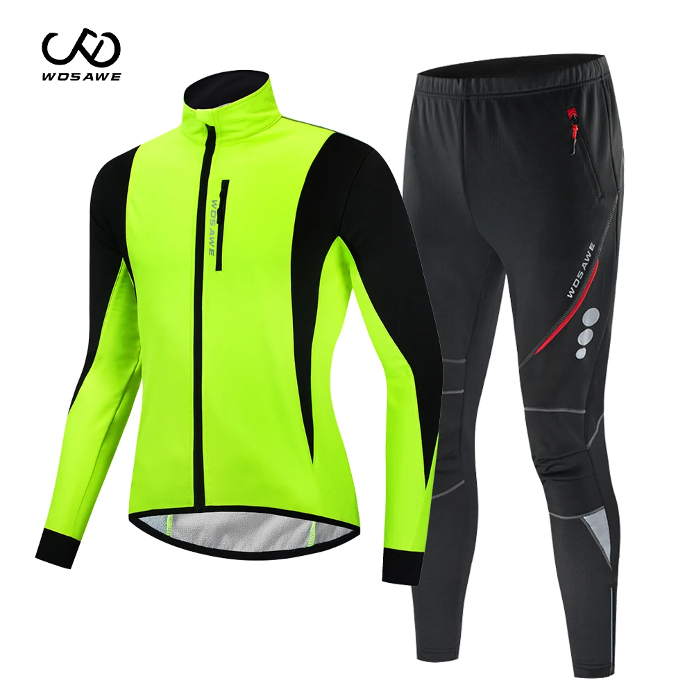 Мужская зимняя теплая велосипедная куртка WOSAWE комплект ветрозащитная