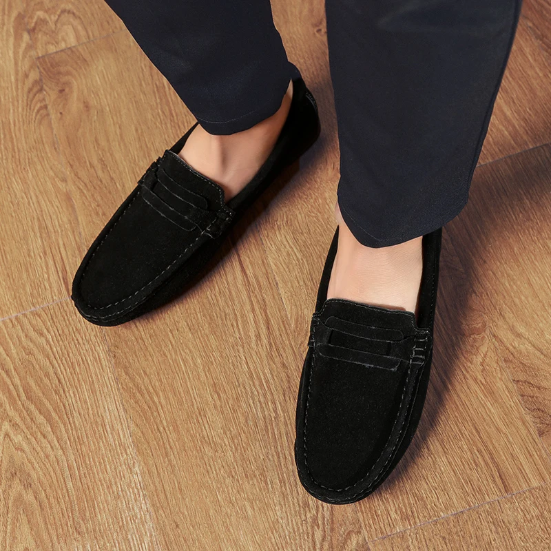 

SusuGrace Black Men Casual Loafers Classic Elegantes Slip-On Flats Male Driving Shoes Outdoor Luxury Non-Slip Shoes Plus Size 47