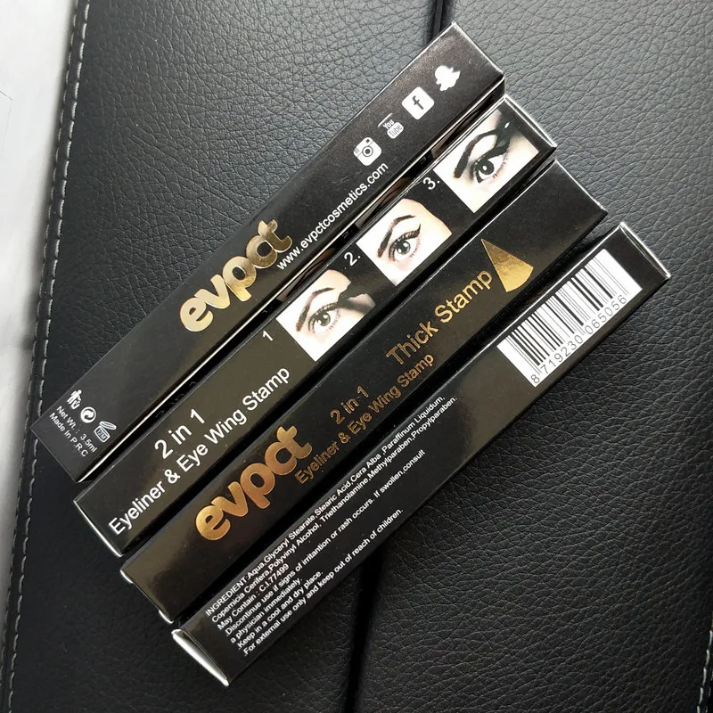 Подводка для глаз трендовая с крылышками водонепроницаемая фотокарандаш черный