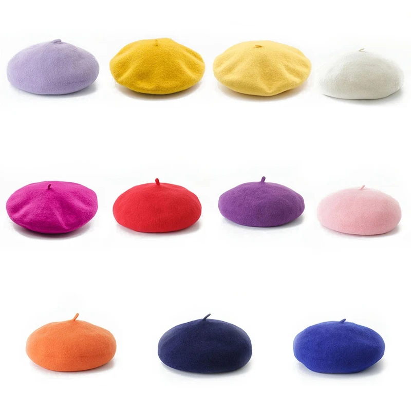 1 шт. зимний дешевый шерстяной однотонный берет женские шляпы шапки | Аксессуары