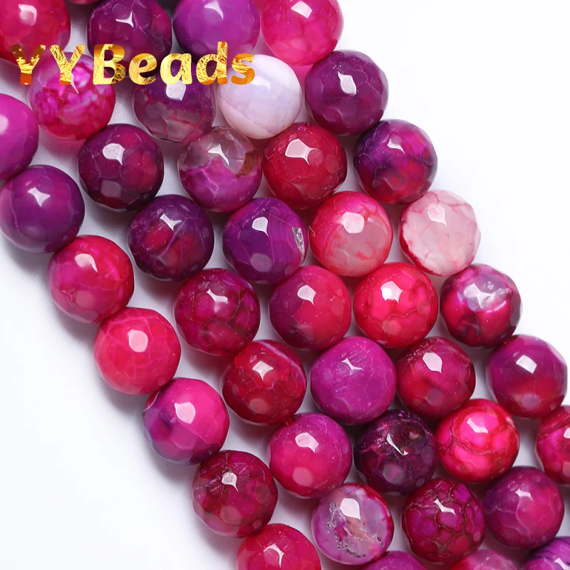 

Natural Faceted Rose Dragon Vein Agates Beads Loose Spacer Charm Beads For Jewelry Making DIY Bracelet Necklace Accessories 8mm