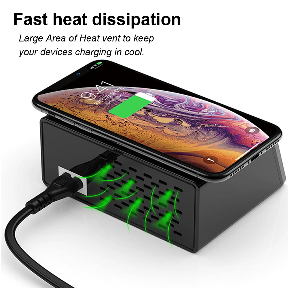 Беспроводное зарядное устройство с 8 USB-портами и поддержкой быстрой зарядки 100 3 0
