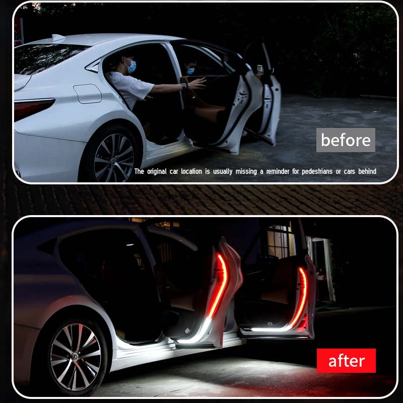 

120Cm Waterproof 12V Auto Decorative Ambient Lights Safety Warning Strobe Signal Lamp Strip Welcome Car Interior Door LED Light