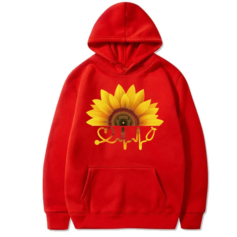 

Sunflower Fun Pattern Printed Long-Sleeved Hooded Fleece Hoodies Sweatshirt Women Fall 2020 Women Graphic Hoodie
