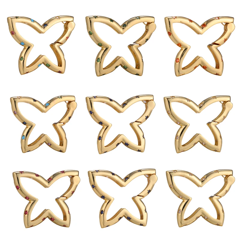 

1Pc Star/Butterfly/Hexagon Inlaid Zirconia Clasps Jewelry Components Crystal Lock Hook Clasp Accessories For Jewellery
