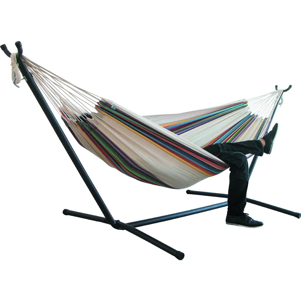 

Two-person Hammock Camping Thicken Swinging Chair Outdoor Hanging Bed Canvas Rocking Chair Not With Hammock Stand 200*150cm