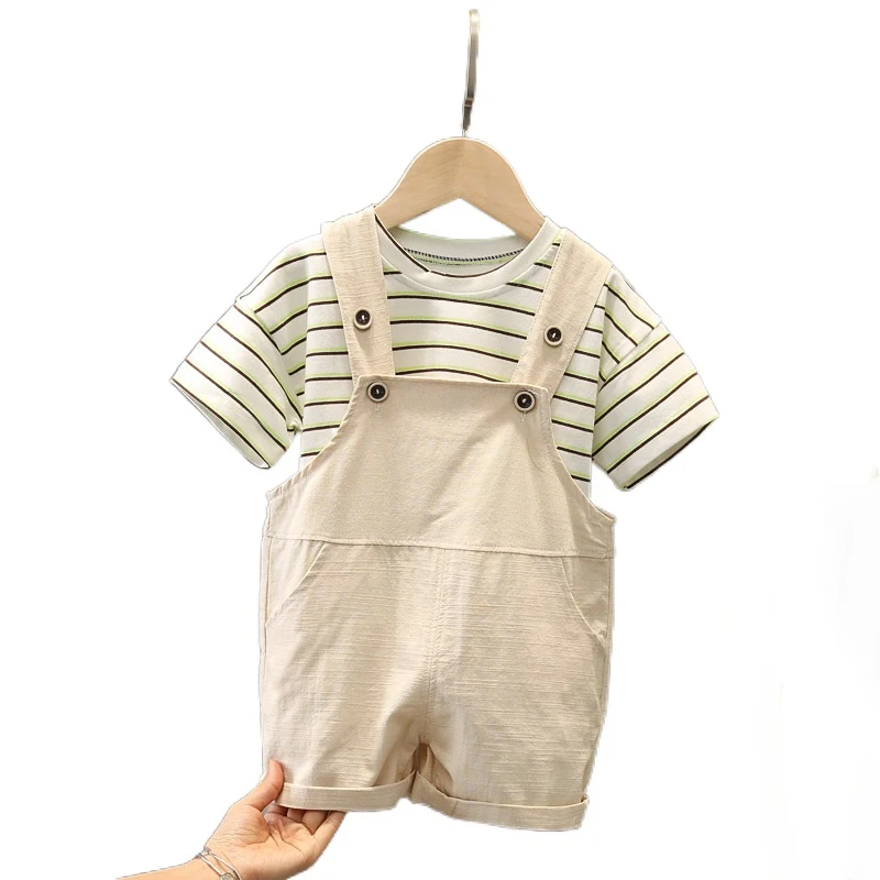 

Summer Baby Boys Girls Clothing Sets Toddler Infant Clothes Short Sleeve Stripe T Shirt Shorts Kids Casual Outfit