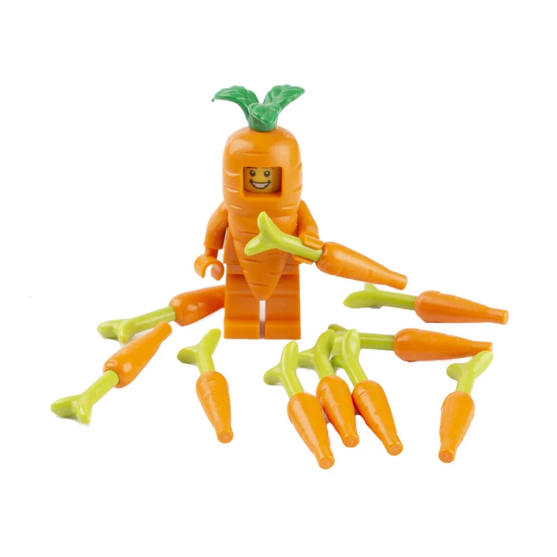 1Figure10Carrots Городские аксессуары герои мультфильмов Строительные блоки Друзья праздничные украшения для Хэллоуина продукты, Фрукты животных Кирпичи игрушки Дети C117 - Цвет: 1Figure10Carrots