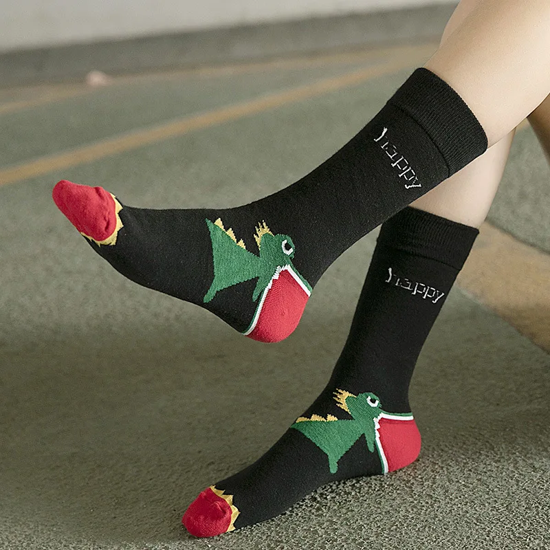 Zebra Flamingo Giraffe Dinosaur Animal Socks Streetwear Funny Cartoon Pattern Novelty Cotton Warm Short Happy Women Men Socks