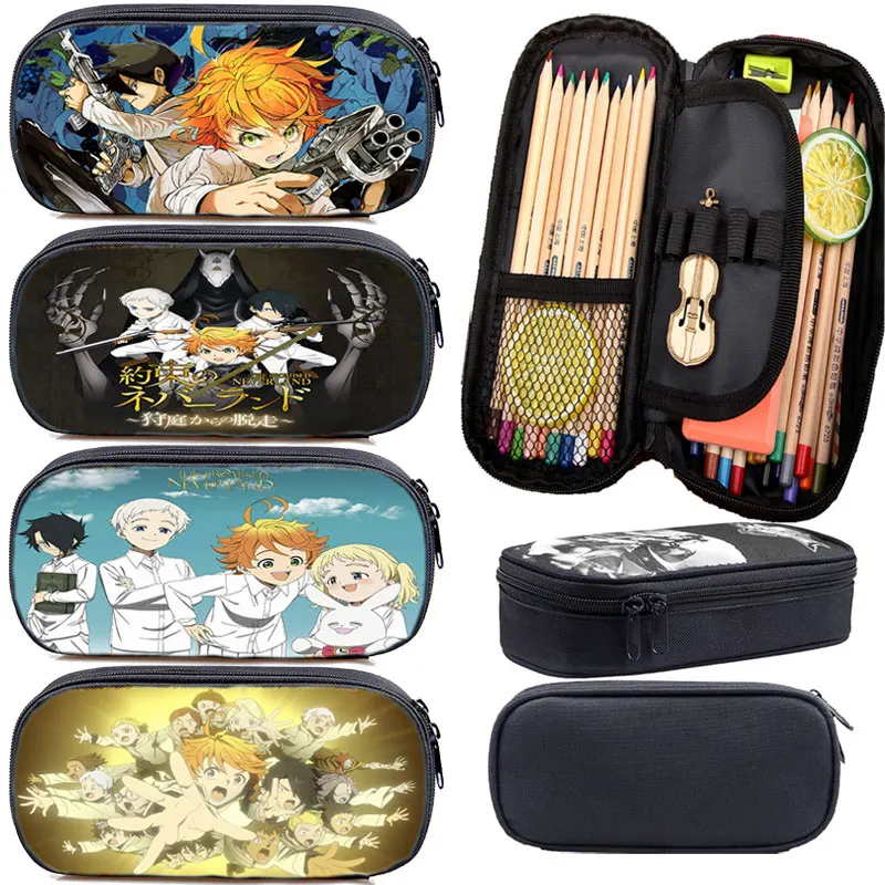 

Anime The Promised Neverland Pencil Case Student Pen Bag Teens Pen Case Stationery Storage Bag Makeup Box Kids School Suplies