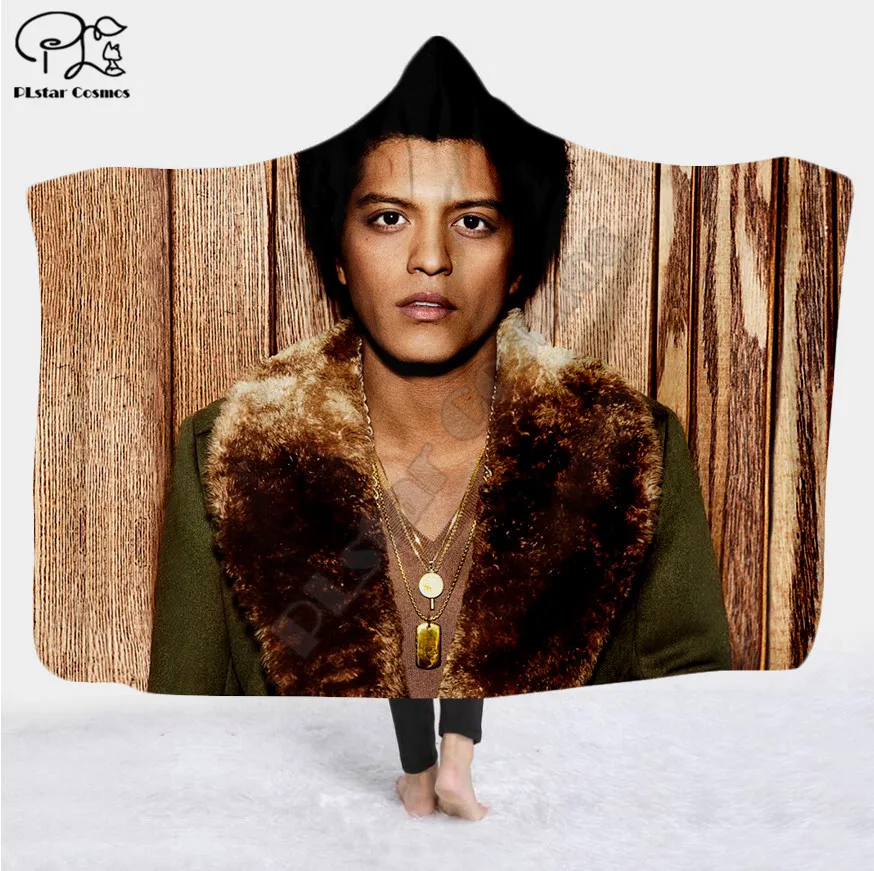 

Bruno Mar Character star pattern Hooded Blanket Adult colorful child Sherpa Fleece Wearable Blanket Microfiber Bedding style-4
