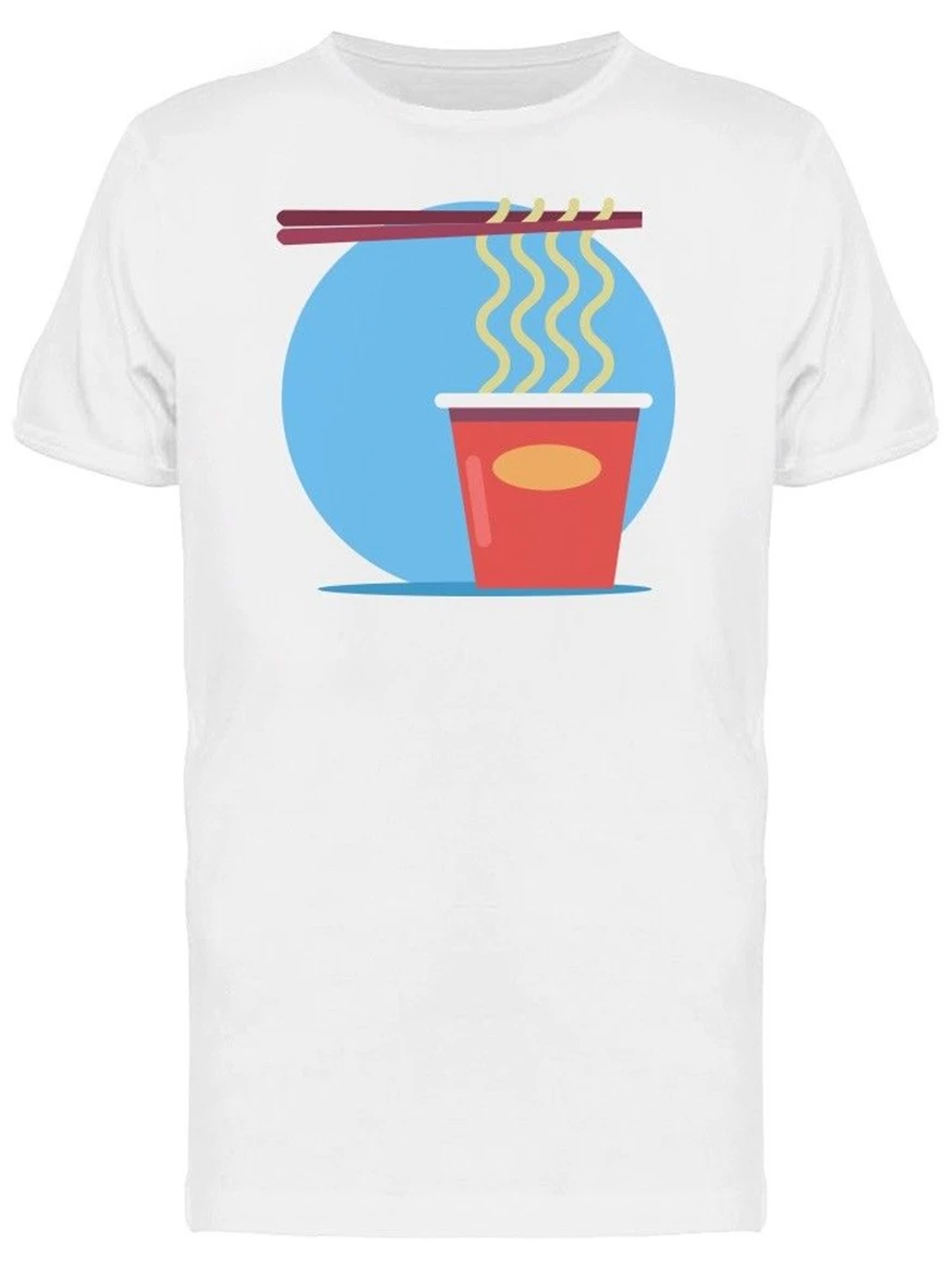 Лапша в чашке каракули Мужская футболка изображение по стилю круглая