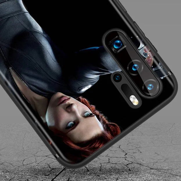 

Marvel Avengers Super Hero Black Widow For Huawei P50 P40 P30 P20 P10 P9 P8 Lite E Mini Pro Plus 5G Soft TPU Silicone Phone Case