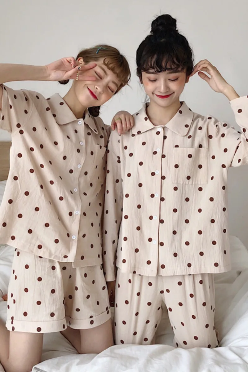 

Pajama Suit Women's New Summer Cute Sweet Dot Pattern Short Sleeve Shorts Home Clothes Two Piece Long Sleeve Pants
