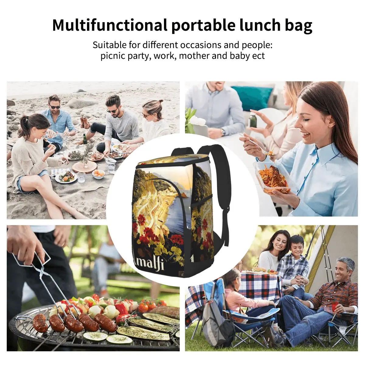 

Thermal Backpack Waterproof Thickened Cooler Bag Large Insulated Bag Picnic Cooler Backpack Refrigerator Bag Vintage Amalfi