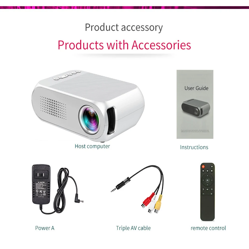 Портативный мини проектор VEIDADZ YG320 со светодиодсветодиодный подсветкой 1080P HD