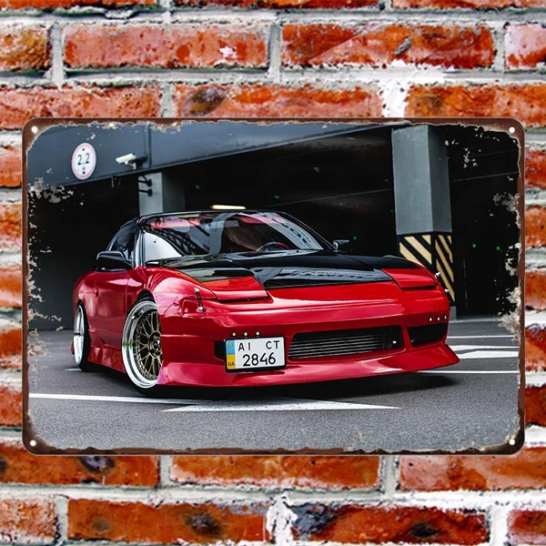 

Sport Car Metal Tin Sign Frameless Wall Art Painting Removable Wall Stickers