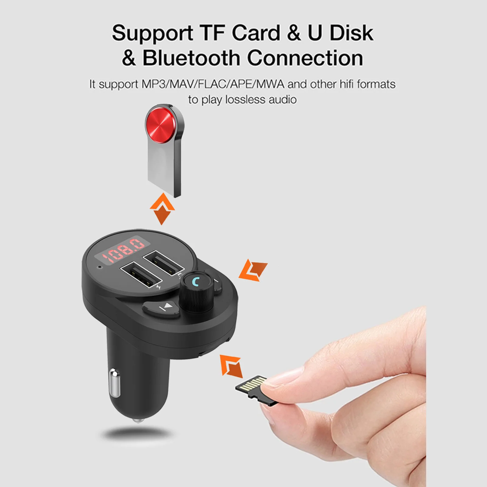 

FM Transmitter Bluetooth Car Handfree Dual USB Car Charger MP3 Music Player