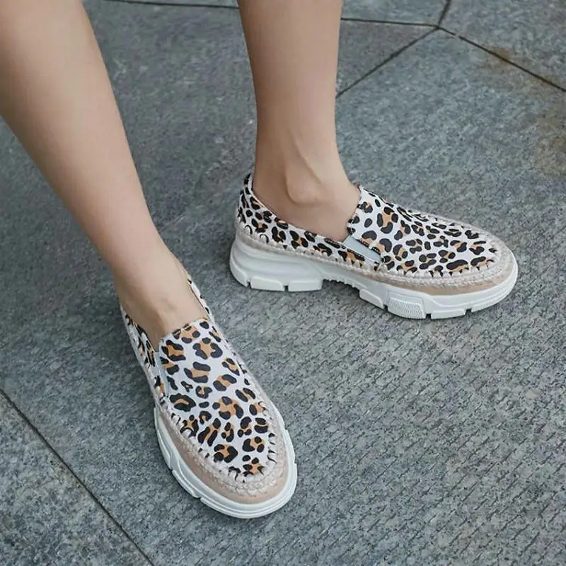 Осенняя обувь на платформе с толстой подошвой из желтого конского волоса женские