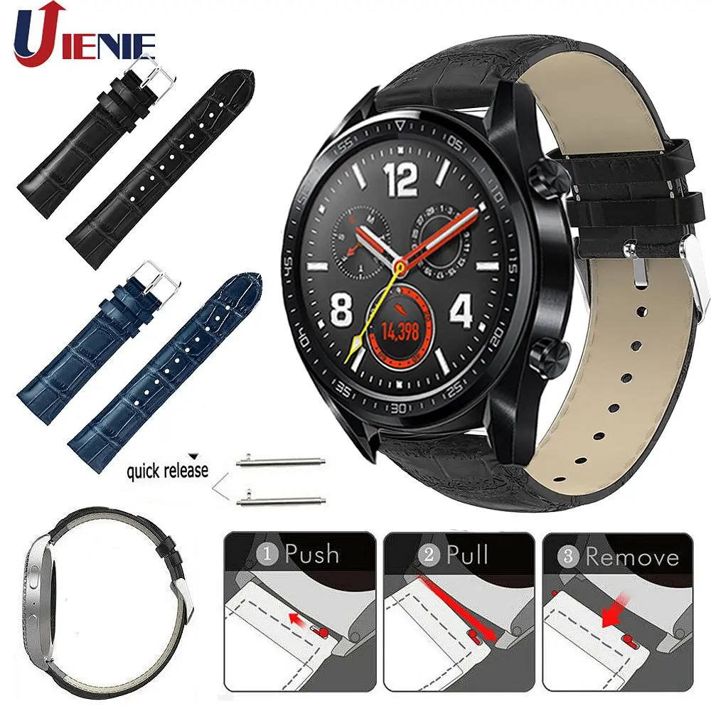 Ремешок кожаный для HUAWEI WATCH GT 2 /GT Active/HONOR Magic Band сменный Браслет смарт часов 22