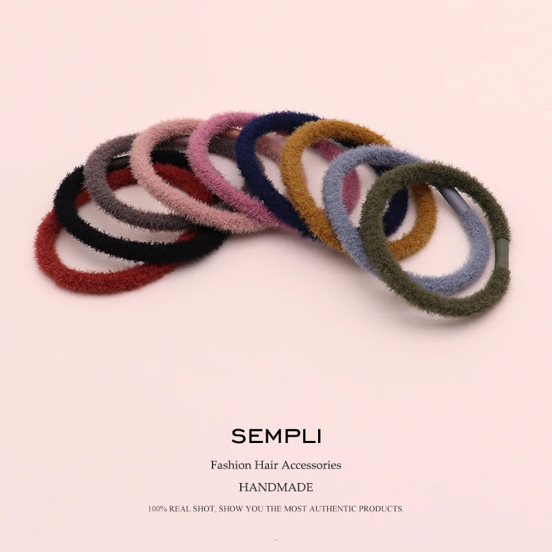 

Sempli, 9 цветов, осень и зима, яркие резинки для волос для девочек, женщин, детей, детские резинки, высокая эластичность