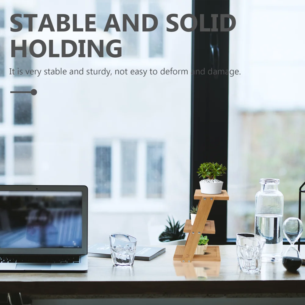 

1pc Balcony Flowerpot Shelf Multilayer Flower Shelf for Home (Light Brown)