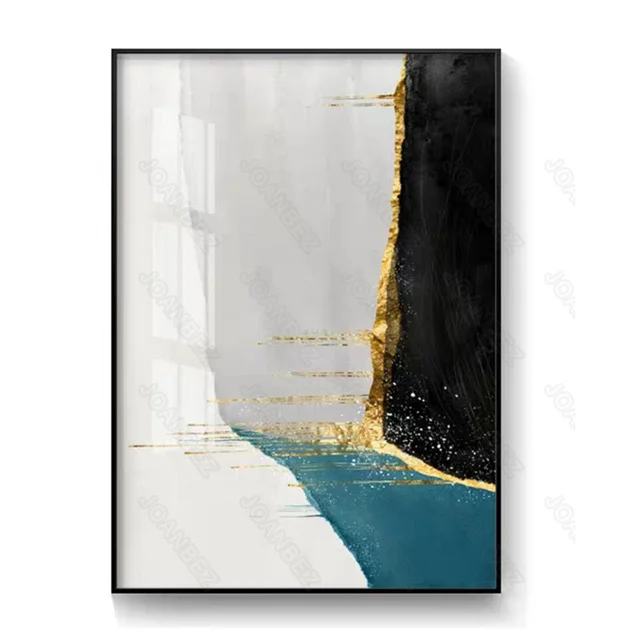 

Decorative Painting Modern Style Canvas Material Abstract Gold White Blue Black Series Pattern Background Living Room Furniture